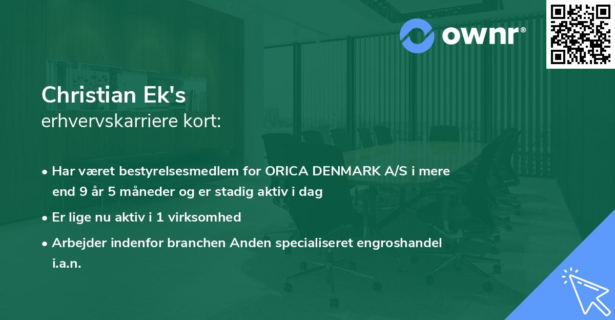 Christian Ek's erhvervskarriere kort