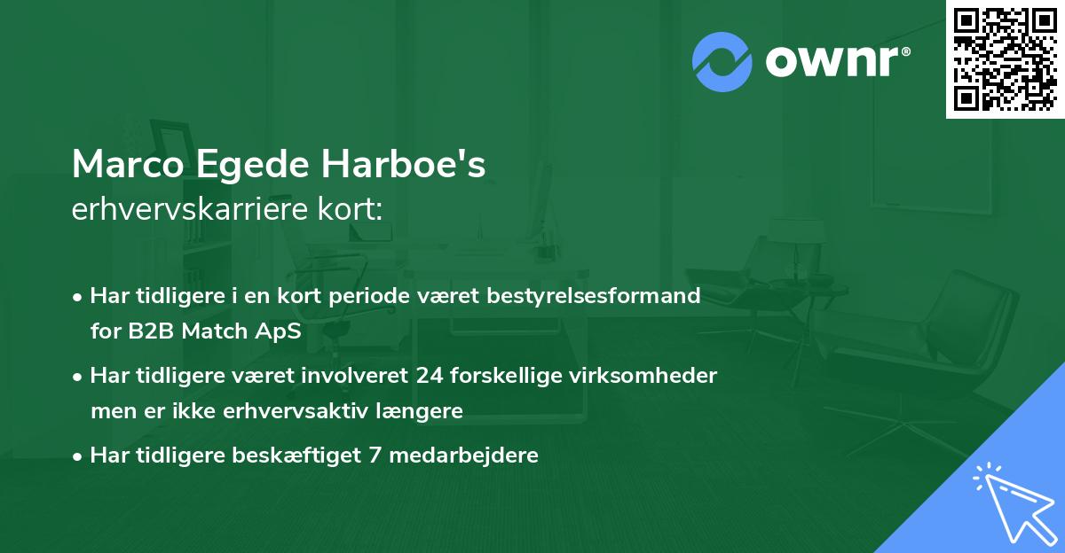 Marco Egede Harboe's erhvervskarriere kort