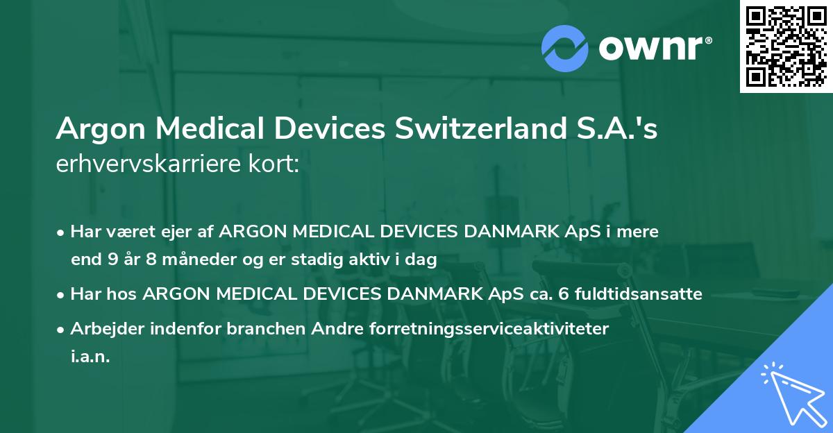 Argon Medical Devices Switzerland S.A.'s erhvervskarriere kort