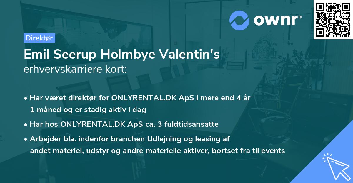 Emil Seerup Holmbye Valentin's erhvervskarriere kort