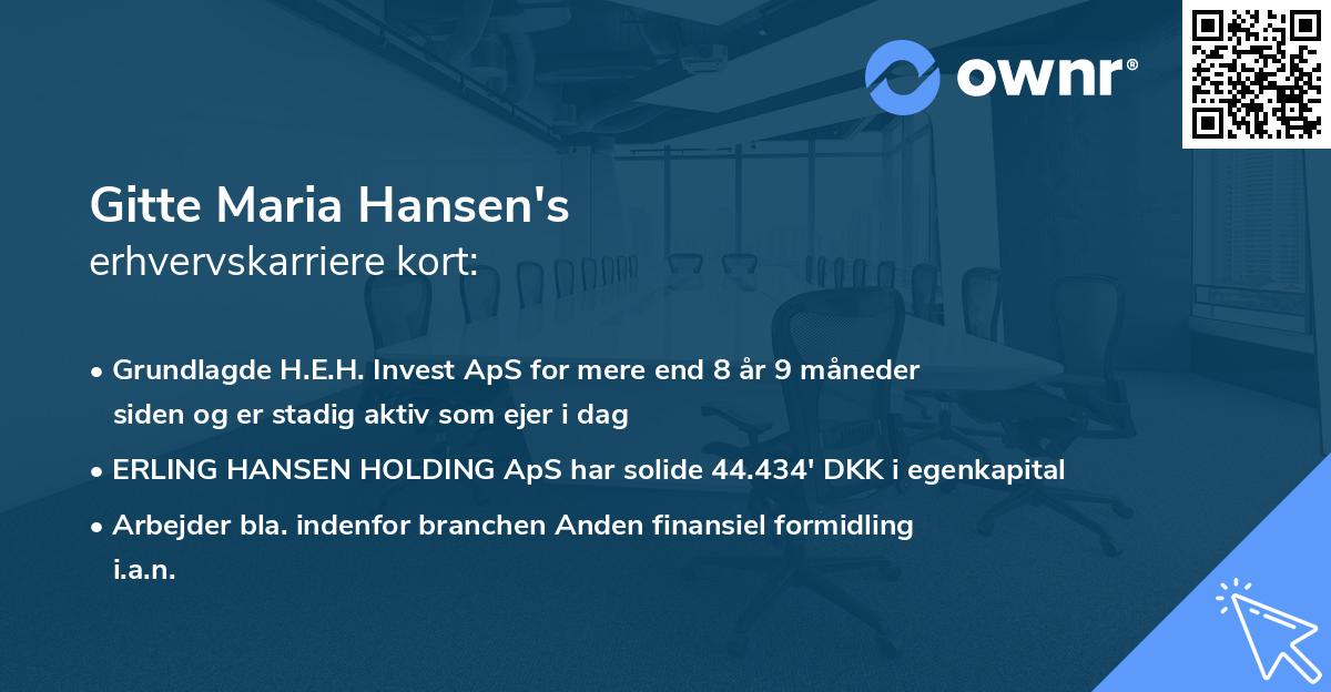 Gitte Maria Hansen's erhvervskarriere kort