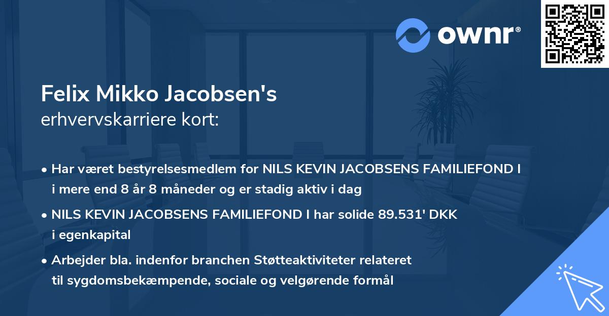 Felix Mikko Jacobsen's erhvervskarriere kort