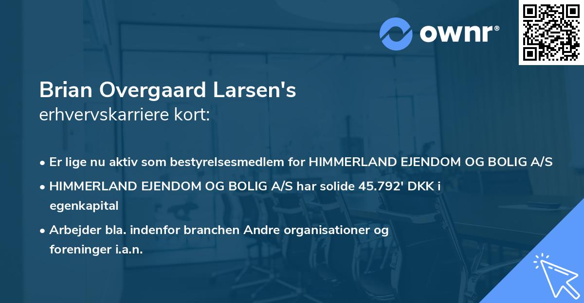 Brian Overgaard Larsen's erhvervskarriere kort