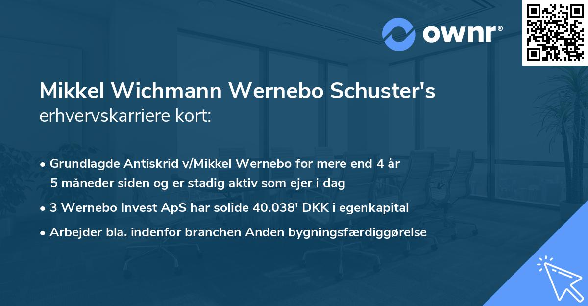 Mikkel Wichmann Wernebo Schuster's erhvervskarriere kort
