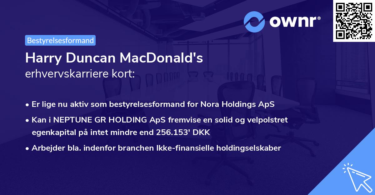 Harry Duncan MacDonald's erhvervskarriere kort