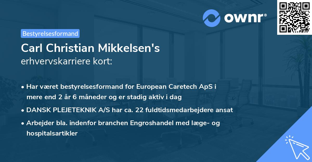 Carl Christian Mikkelsen's erhvervskarriere kort