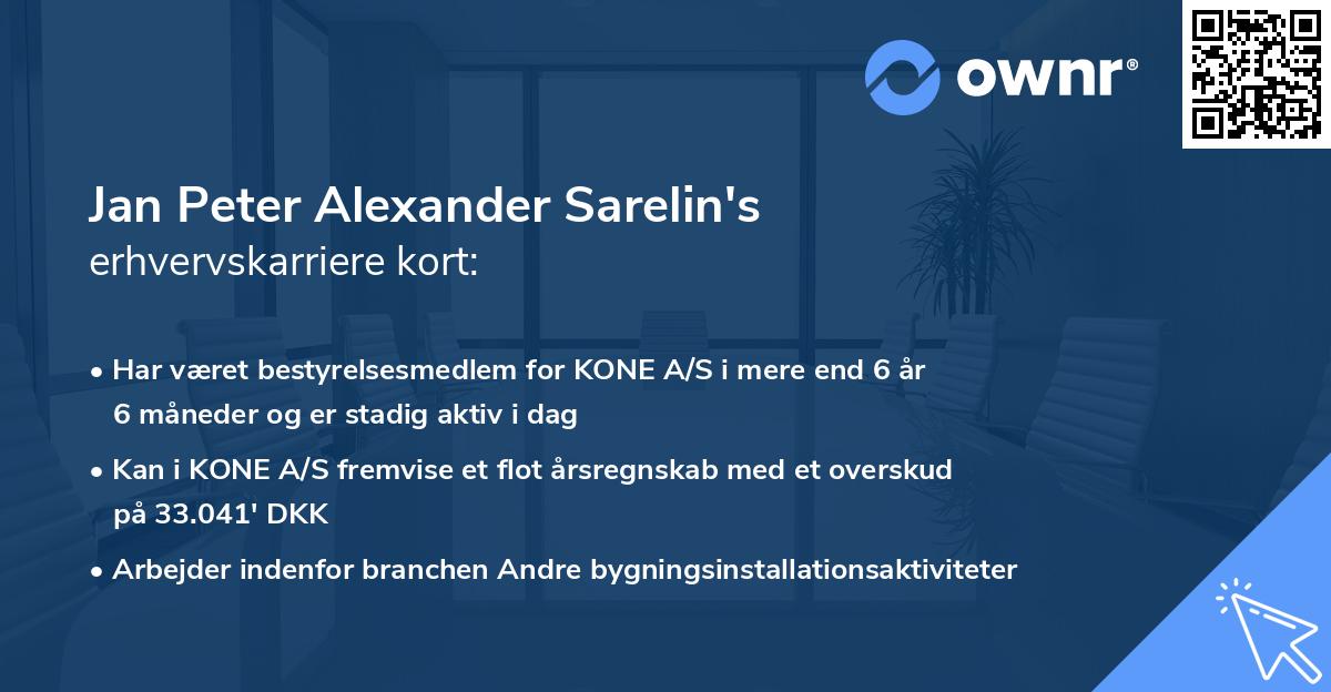Jan Peter Alexander Sarelin's erhvervskarriere kort