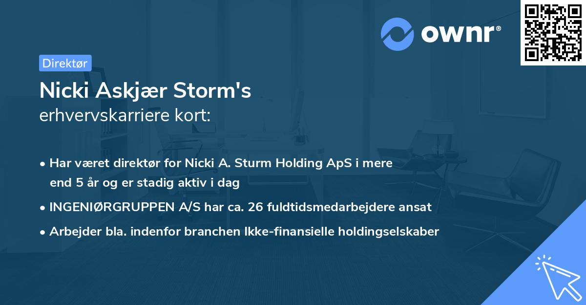 Nicki Askjær Storm's erhvervskarriere kort