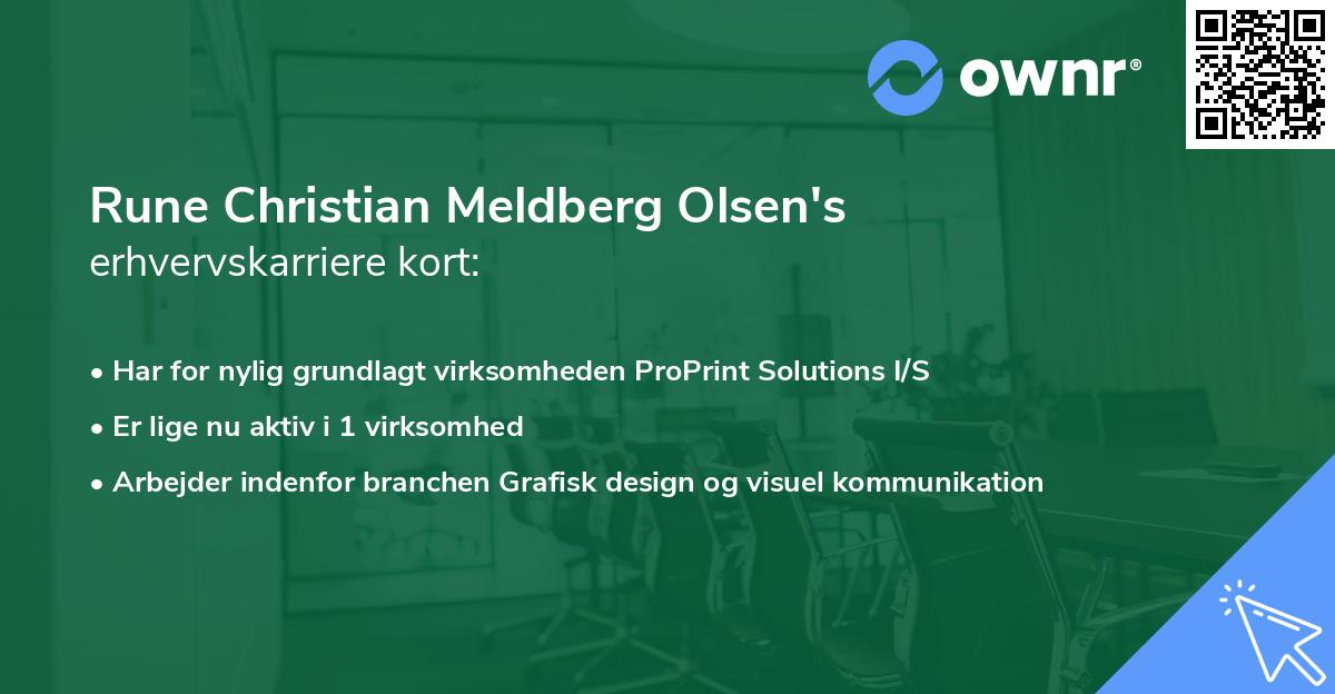 Rune Christian Meldberg Olsen's erhvervskarriere kort