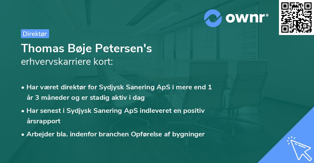 Thomas Bøje Petersen's erhvervskarriere kort
