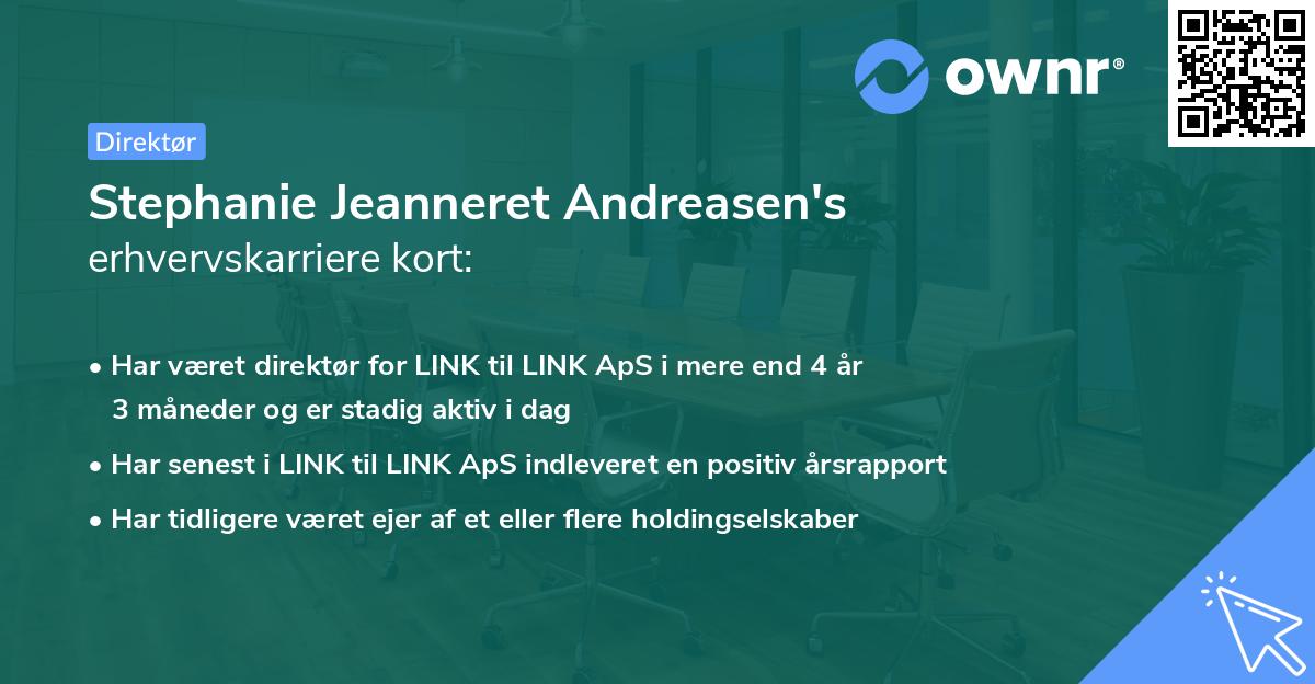 Stephanie Jeanneret Andreasen's erhvervskarriere kort