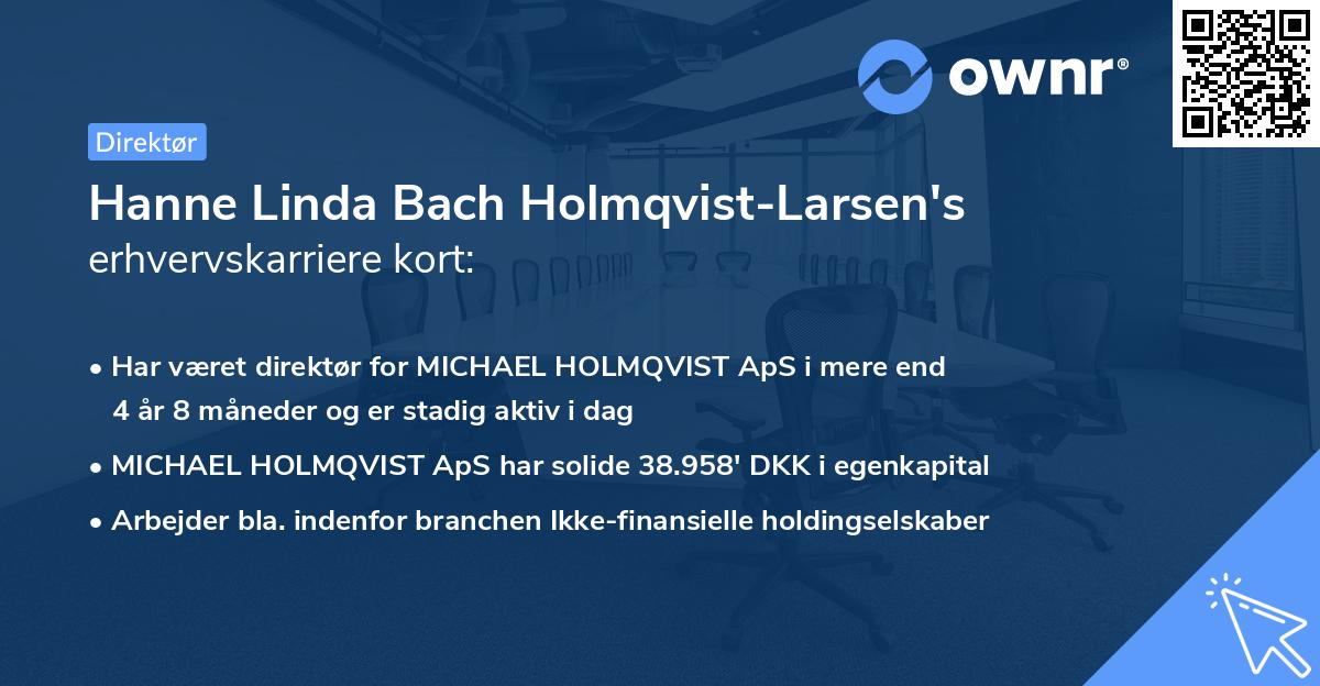 Hanne Linda Bach Holmqvist-Larsen's erhvervskarriere kort