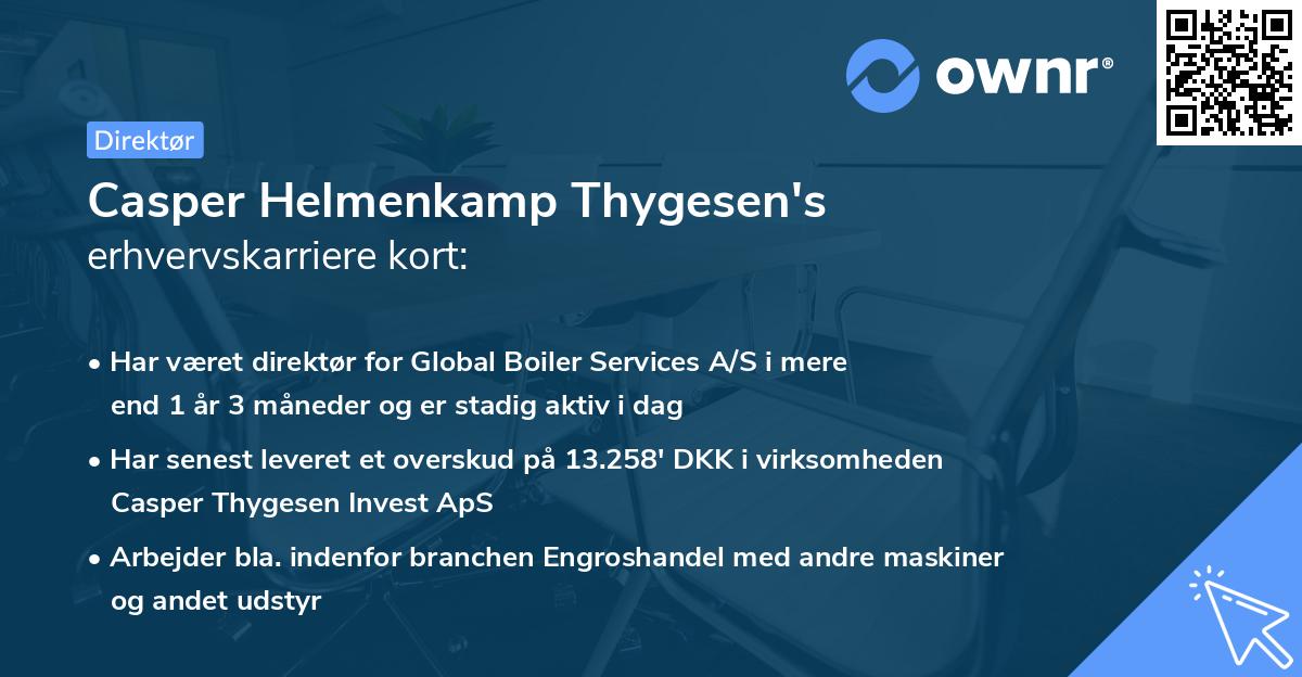 Casper Helmenkamp Thygesen's erhvervskarriere kort