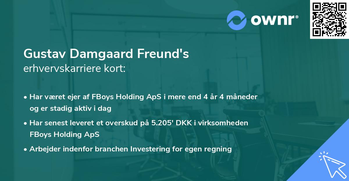 Gustav Damgaard Freund's erhvervskarriere kort