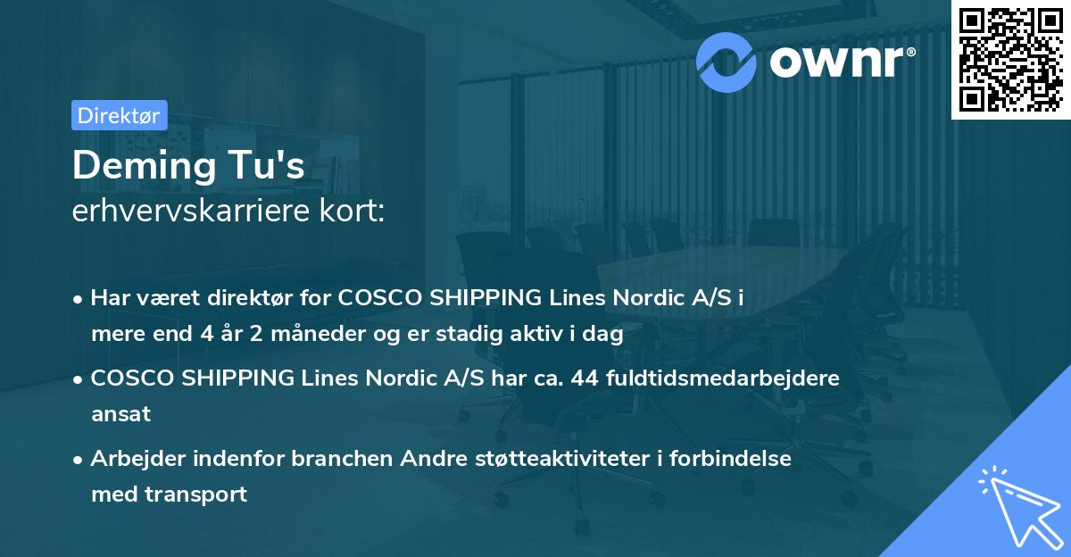 Deming Tu's erhvervskarriere kort