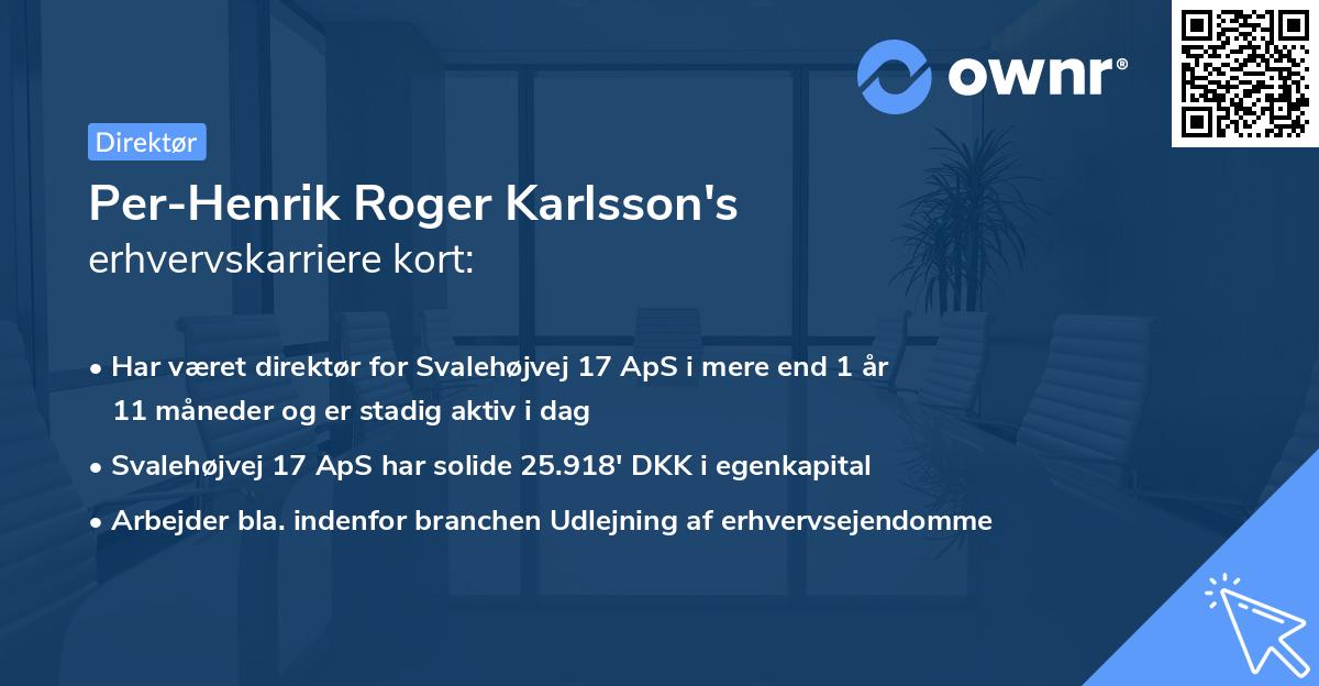 Per-Henrik Roger Karlsson's erhvervskarriere kort