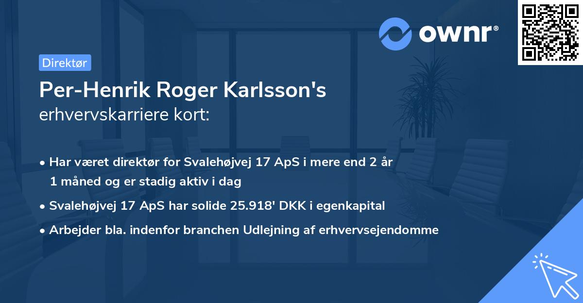 Per-Henrik Roger Karlsson's erhvervskarriere kort