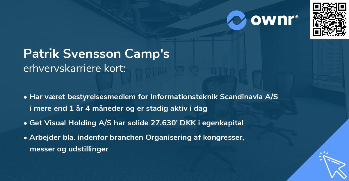 Patrik Svensson Camp's erhvervskarriere kort