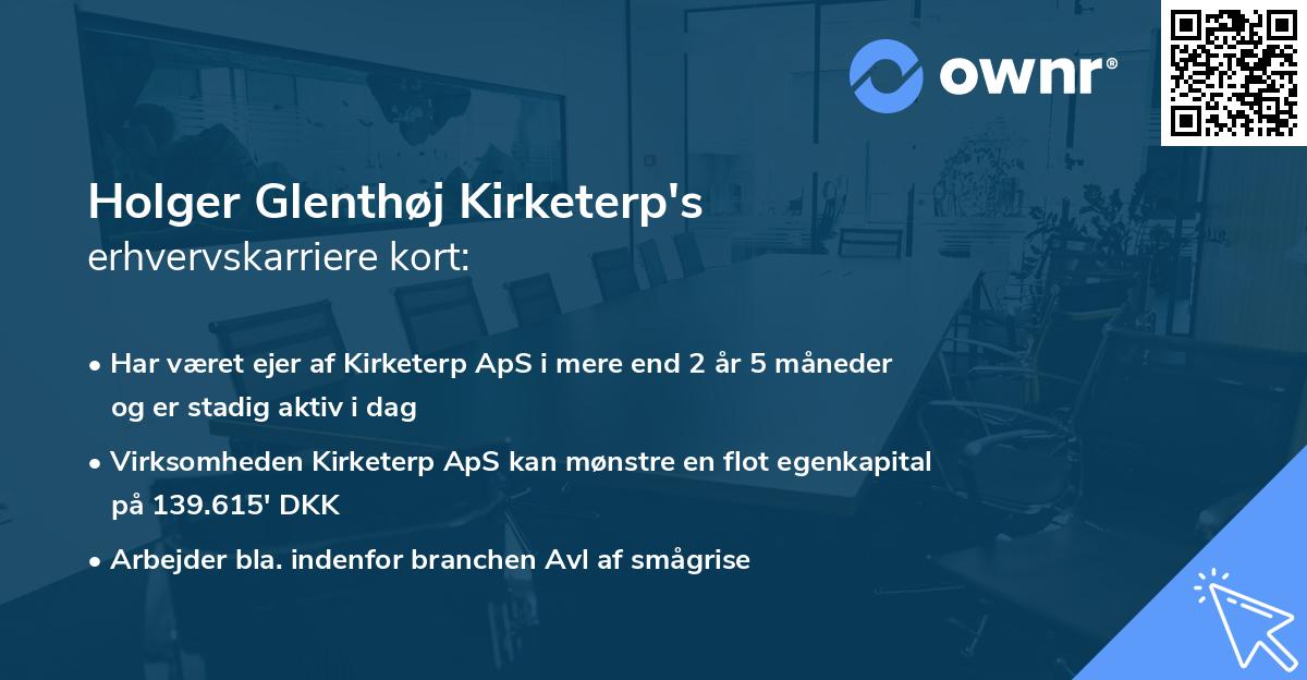 Holger Glenthøj Kirketerp's erhvervskarriere kort