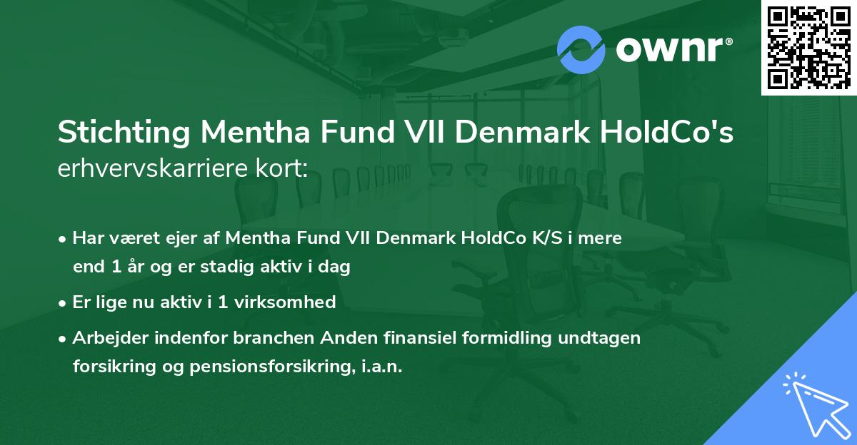 Stichting Mentha Fund VII Denmark HoldCo's erhvervskarriere kort