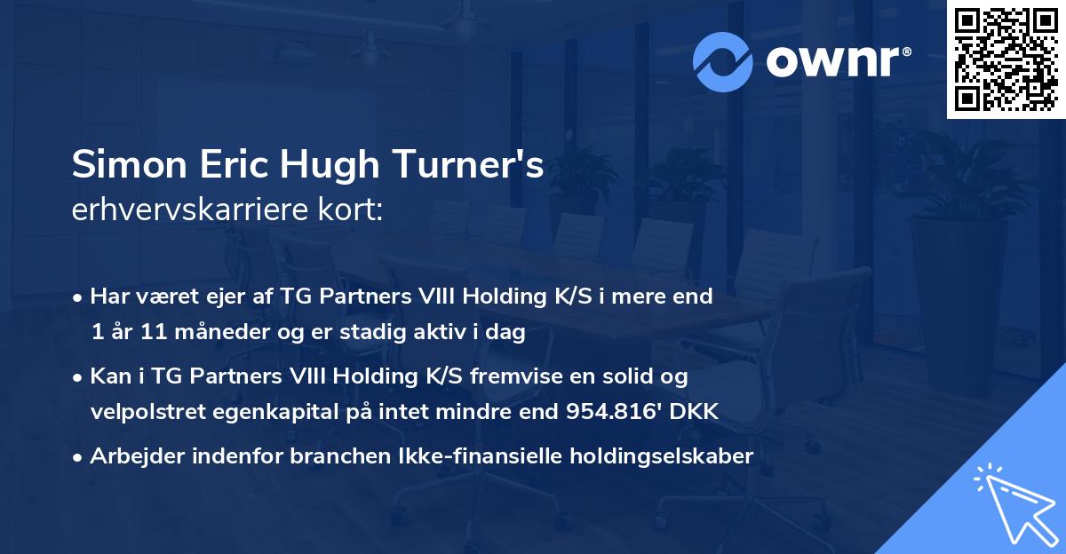 Simon Eric Hugh Turner's erhvervskarriere kort