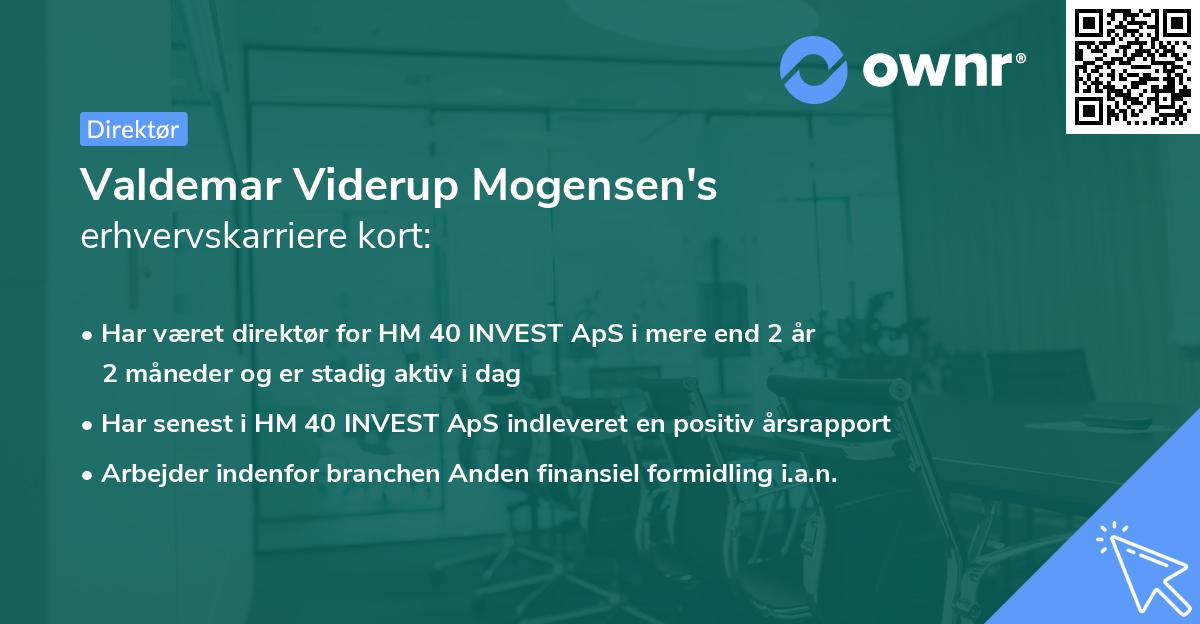 Valdemar Viderup Mogensen's erhvervskarriere kort