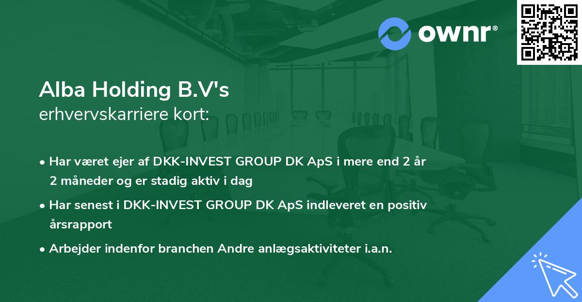 Alba Holding B.V's erhvervskarriere kort