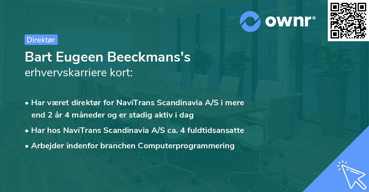 Bart Eugeen Beeckmans's erhvervskarriere kort