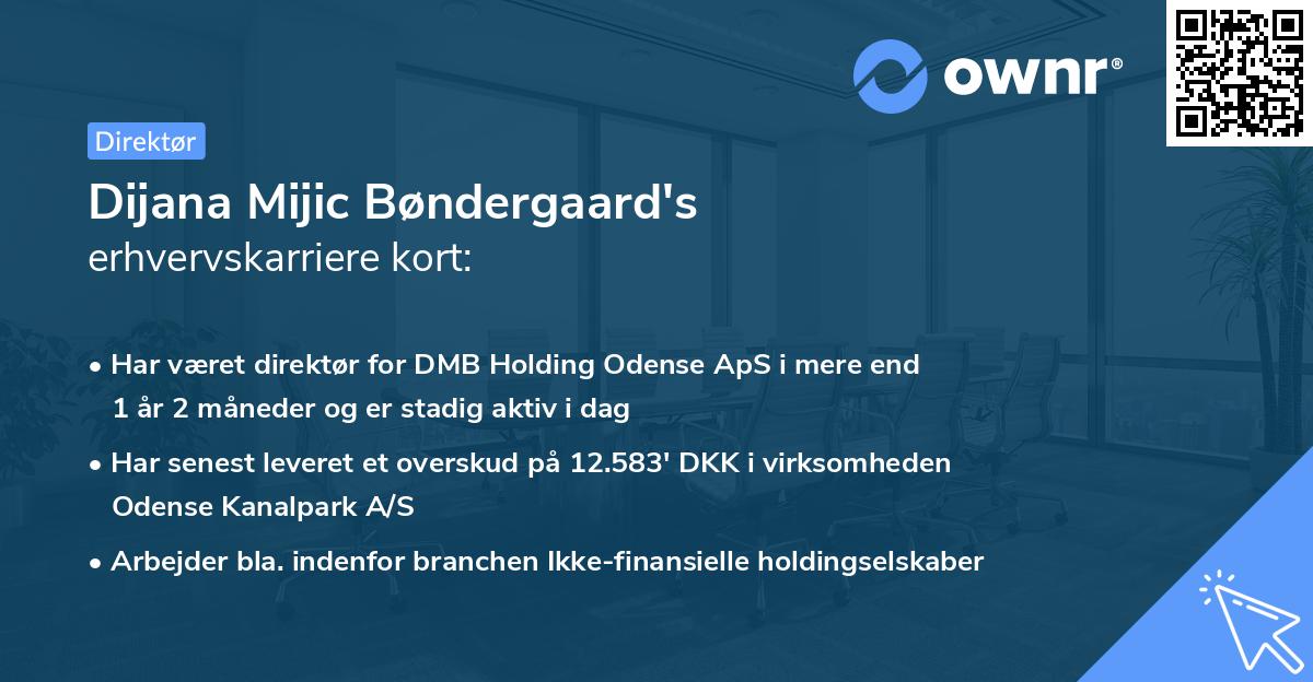 Dijana Mijic Bøndergaard's erhvervskarriere kort