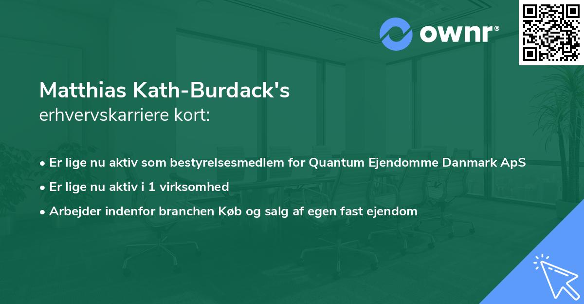 Matthias Kath-Burdack's erhvervskarriere kort