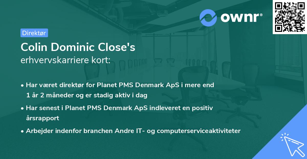 Colin Dominic Close's erhvervskarriere kort