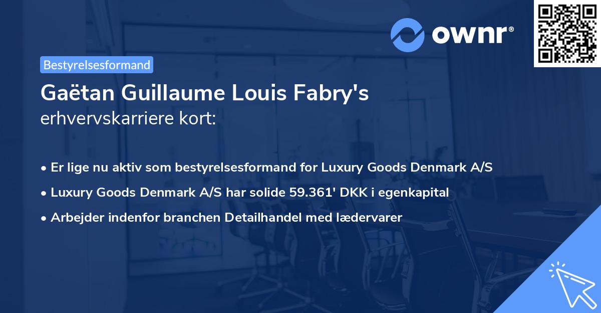 Gaëtan Guillaume Louis Fabry's erhvervskarriere kort