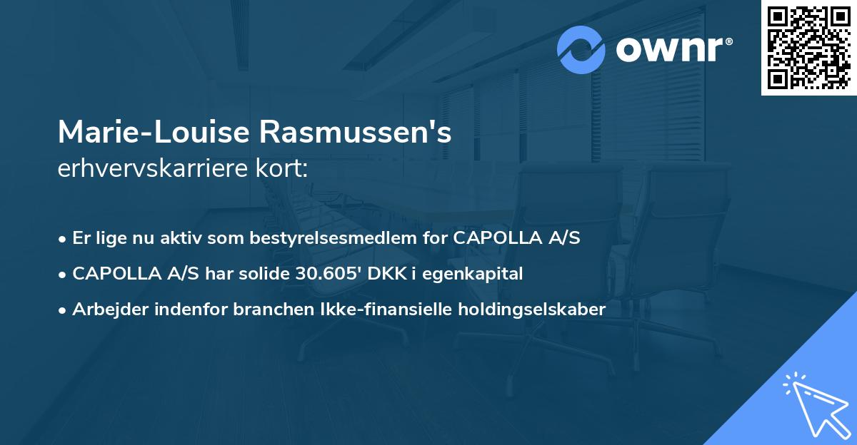 Marie-Louise Rasmussen's erhvervskarriere kort
