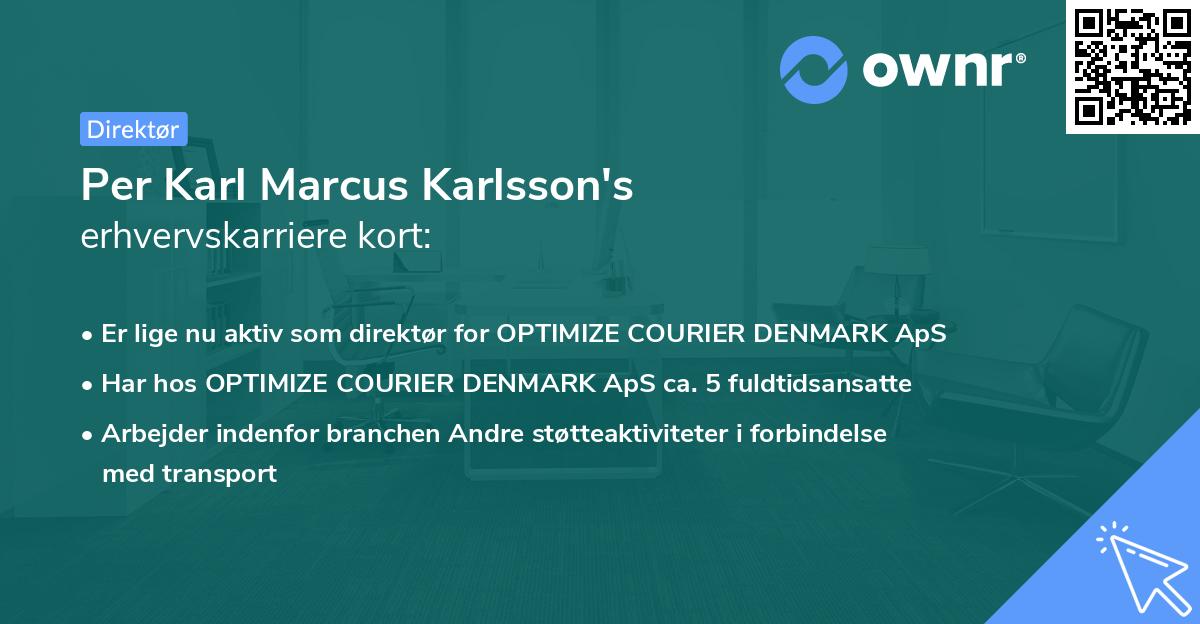 Per Karl Marcus Karlsson's erhvervskarriere kort
