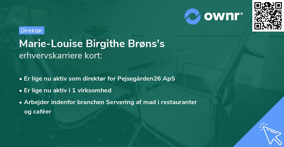 Marie-Louise Birgithe Brøns's erhvervskarriere kort