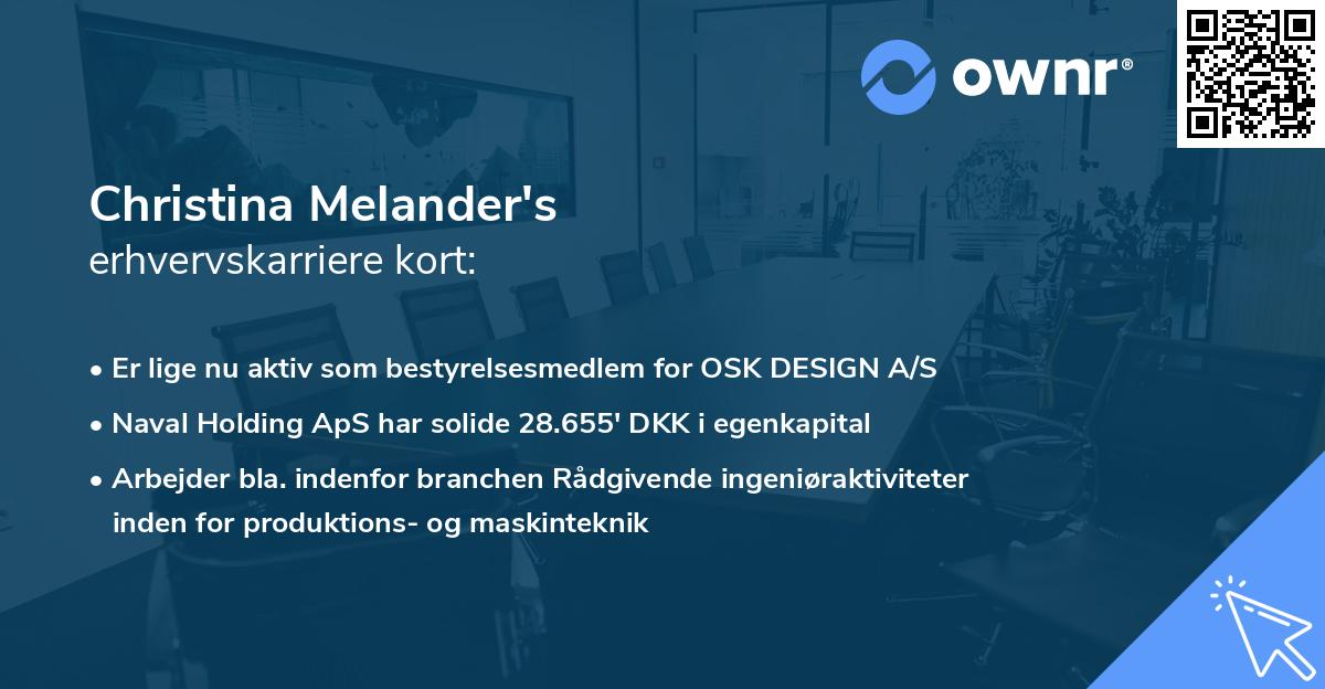Christina Melander's erhvervskarriere kort