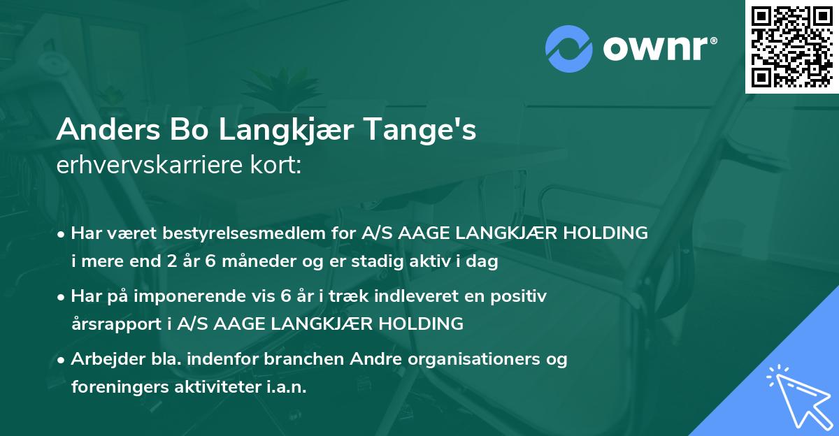 Anders Bo Langkjær Tange's erhvervskarriere kort