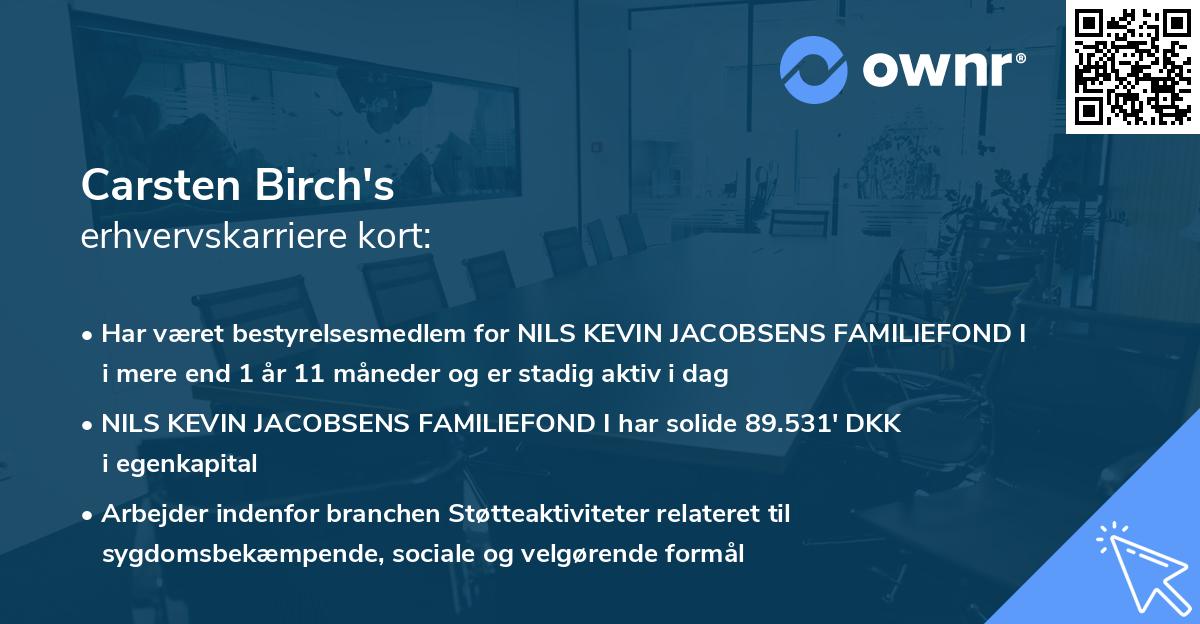 Carsten Birch's erhvervskarriere kort