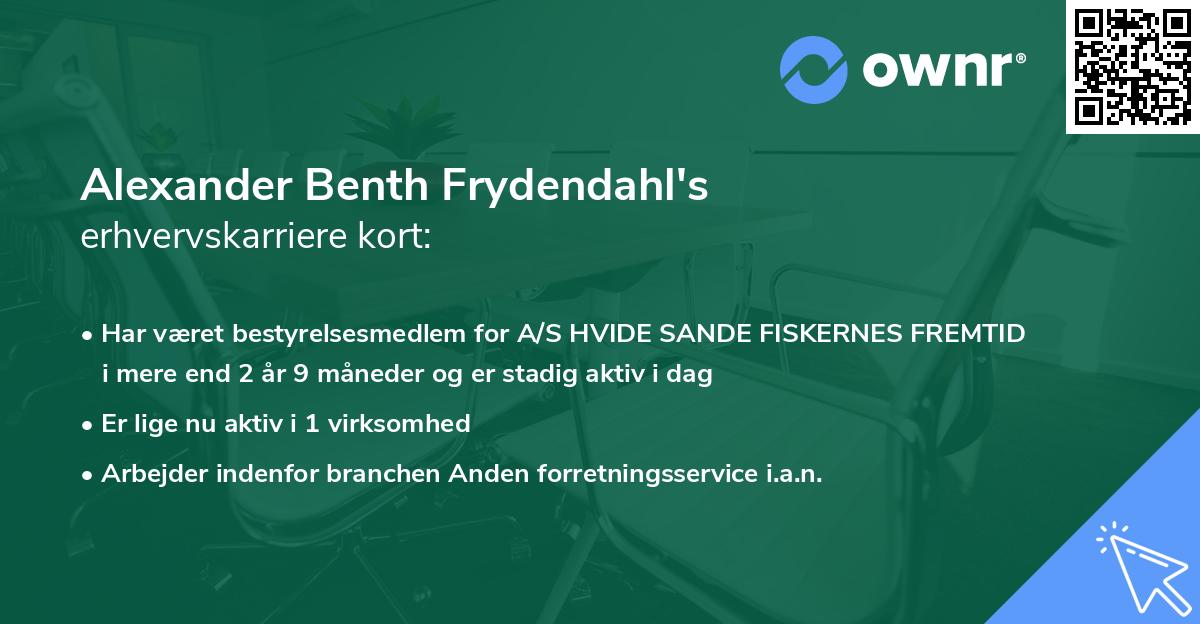 Alexander Benth Frydendahl's erhvervskarriere kort