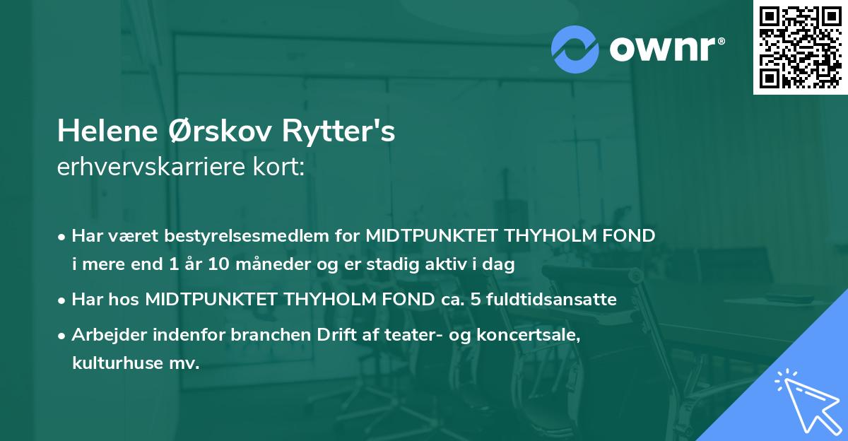 Helene Ørskov Rytter's erhvervskarriere kort