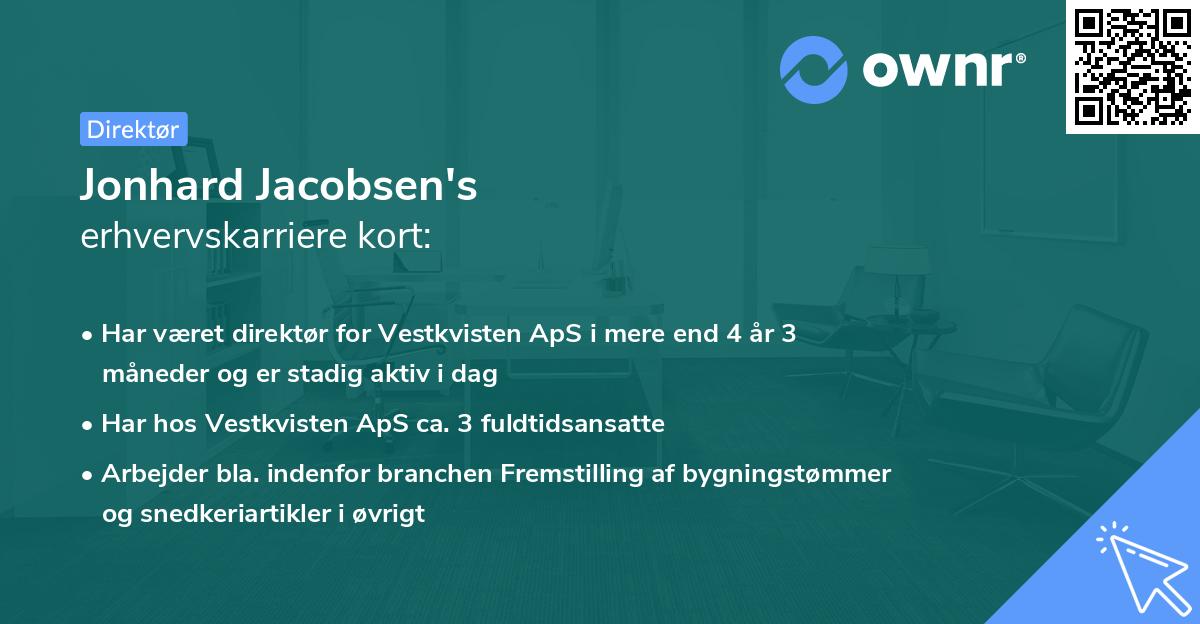 Jonhard Jacobsen's erhvervskarriere kort