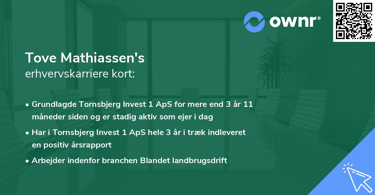 Tove Mathiassen's erhvervskarriere kort