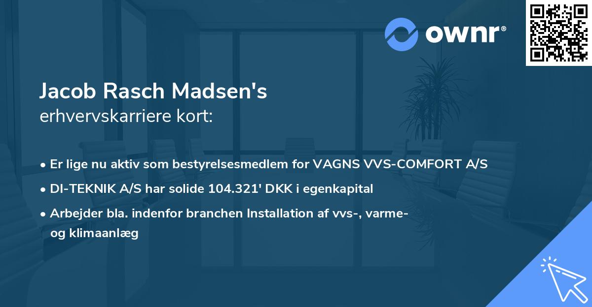 Jacob Rasch Madsen's erhvervskarriere kort