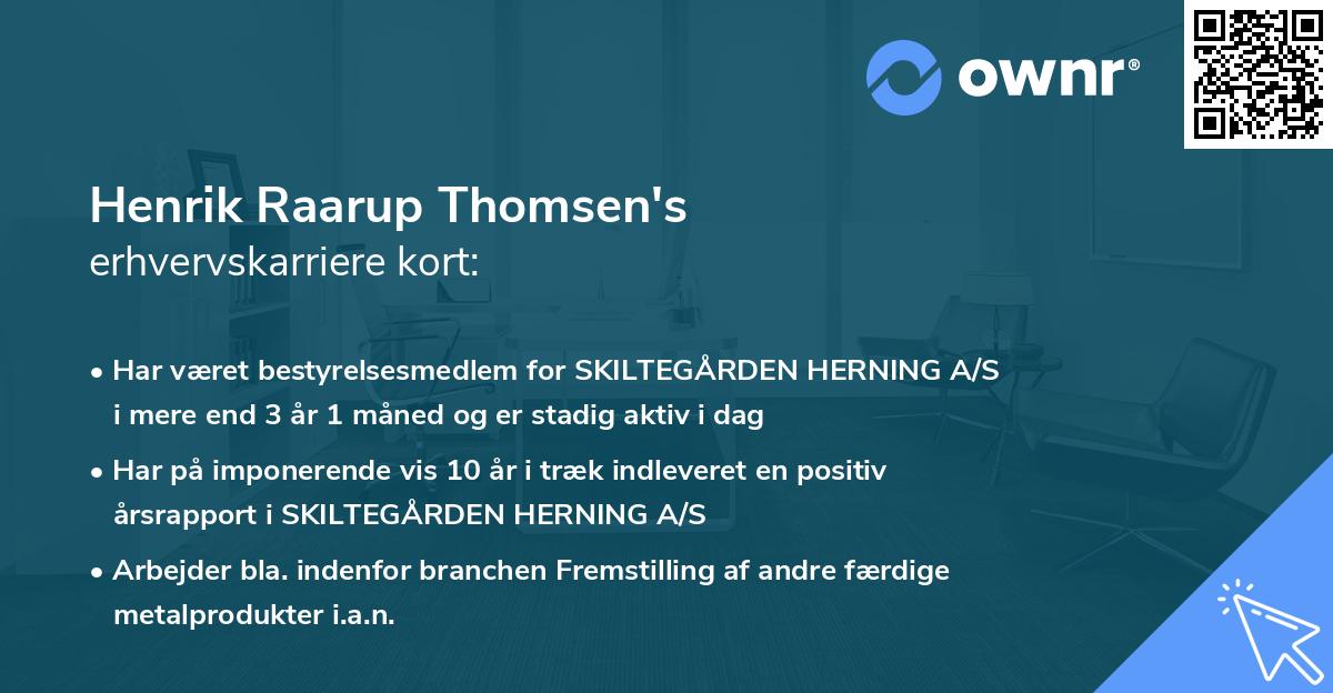 Henrik Raarup Thomsen's erhvervskarriere kort