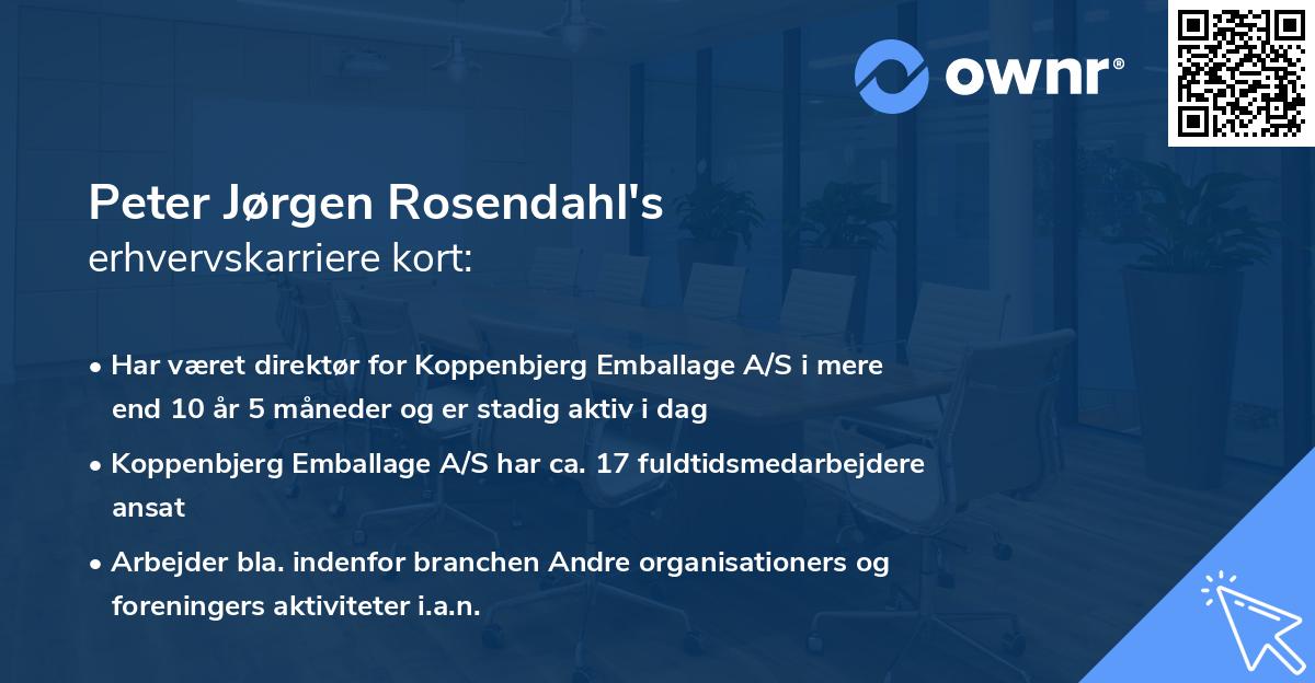 Peter Jørgen Rosendahl's erhvervskarriere kort