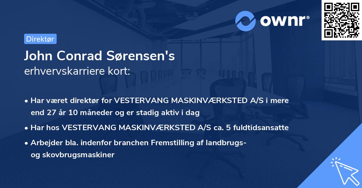 John Conrad Sørensen's erhvervskarriere kort