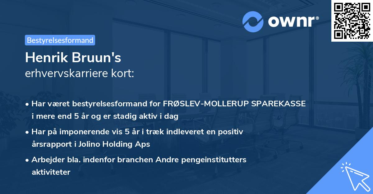 Henrik Bruun's erhvervskarriere kort