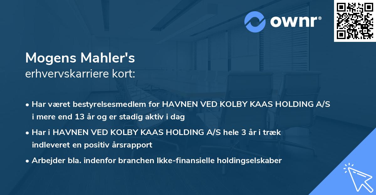 Mogens Mahler's erhvervskarriere kort