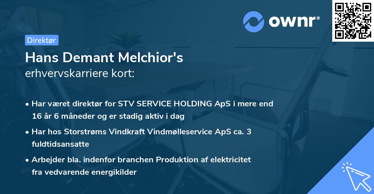 Hans Demant Melchior's erhvervskarriere kort