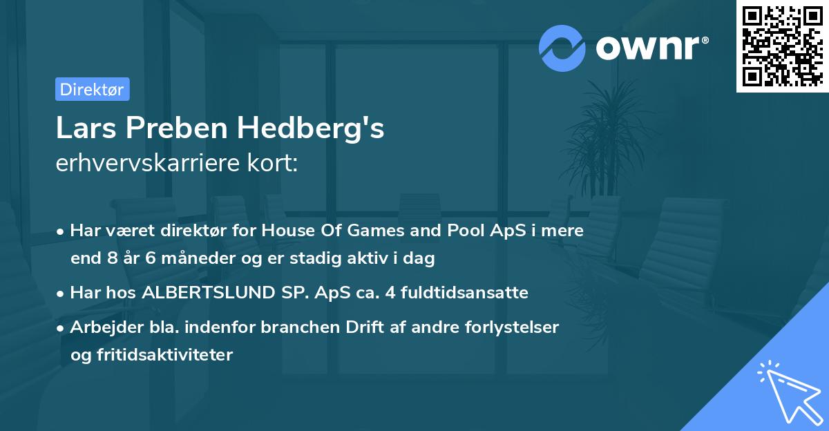 Lars Preben Hedberg's erhvervskarriere kort